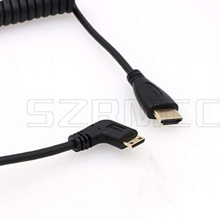 SZRMCC Правоъгълен Мини-HDMI-HDMI Високоскоростен Спирален Кабел за Canon, Sony CX7/SR7E DSLR Фотоапарат ATOMOS Монитор