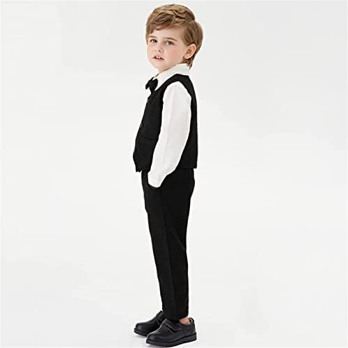 Комплект Джентльменского костюми за момчета SANGTREE, Риза + Жилетка + Панталони + папийонка, от 3 месеца до 14 години