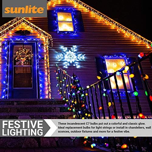 Декоративни празнични светлини Sunlite 41296-СУ, Коледно осветление, LED C9, Мидълуер основа e17, 0,4 W, 24 опаковки,