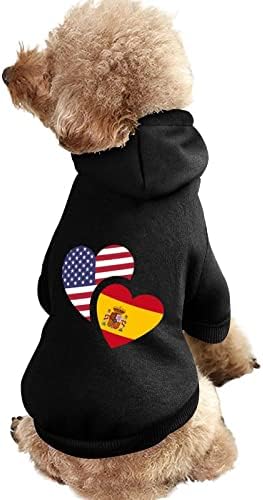 Дрехи за кучета с Флага на Испания и САЩ, Зимни Блузи за Домашни Любимци, Меки и Топли Блузи за Малки до Средни Кучета
