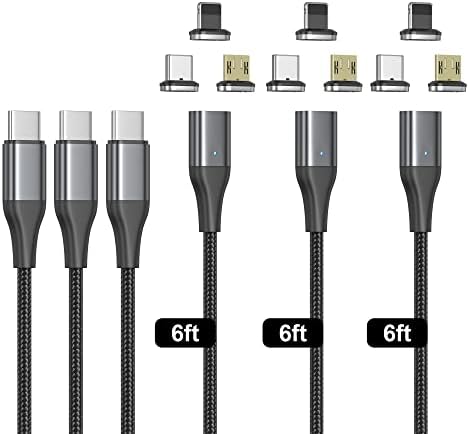 Магнитен кабел за зареждане NetDot от USB-C-USB-C, 3в1, магнитно зарядно устройство за бързо зареждане с мощност 60 Вата от Type-C-Type-C и магнитен кабел за пренос на данни за мобил