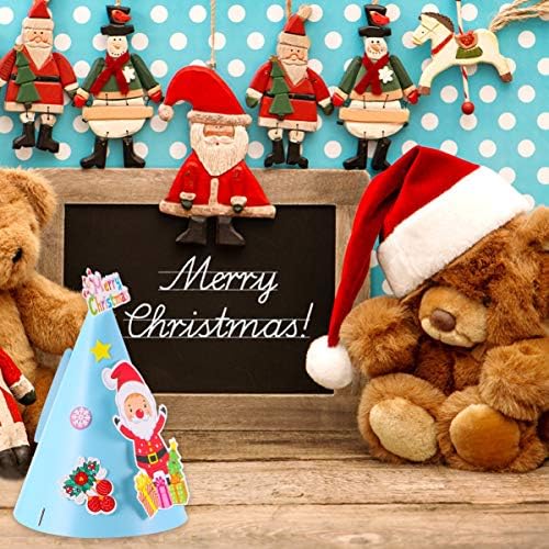 NUOBESTY Коледни Подаръци, Коледни Подаръци 6шт Коледни Конусовидна Шапка, Дядо Коледа Хартиена Шапка за Коледно Парти