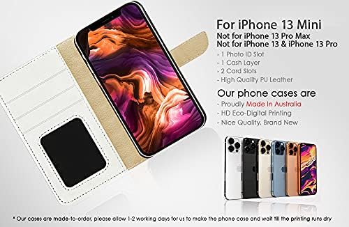 за iPhone 13 Mini, дизайнерски калъф-портфейл с панти капак за телефон, A24739 Horror Zombie