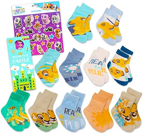 Чорапи Дисни Цар Лъв за момчета и момичета - Комплект от 11 чифта чорапи Lion King за бебета, деца на възраст от 12 до