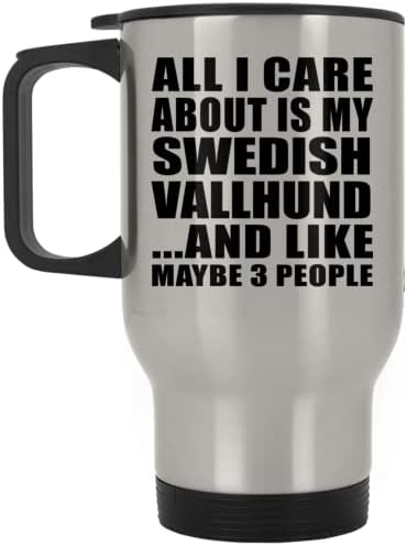 Designsify Всичко, за което не ми Пука, Това е Моят Шведски Вальхунд, Сребърен Пътна Чаша С Изолация от Неръждаема Стомана