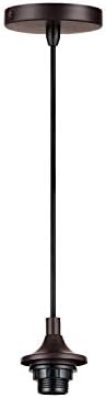Ретро Окачен лампа Sunlite 07095, Метален декор в индустриален стил, 72-Инчов Черно Изолиран кабел, Единично гнездо (E26), Промасленная кафява тапицерия, 1 опаковка
