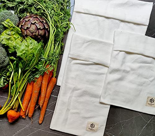 Пакет за мелене на зеленчуци от органичен памук - Комплект от 3 теми - Просто намокрете и запазят зеленчуците свежи по-дълго