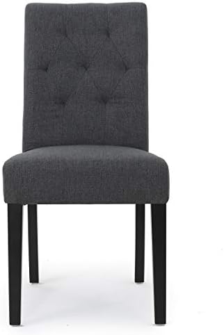 Тъканни трапезни столове Christopher Knight Home Gentry, комплект от 2 теми, тъмно сив