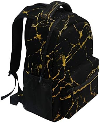 ALAZA Черен Мрамор Със златни Геометрични Голяма Раница на персонален Лаптоп, iPad Таблет Пътна Училищна Чанта с Множество