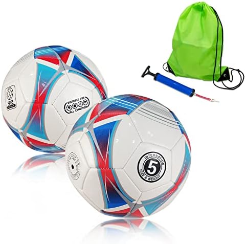 Набор от спортни футболни топки UUBEMM с помпа и Подарък чанта за носене за Начинаещи, Деца, Тийнейджъри, Възрастни,