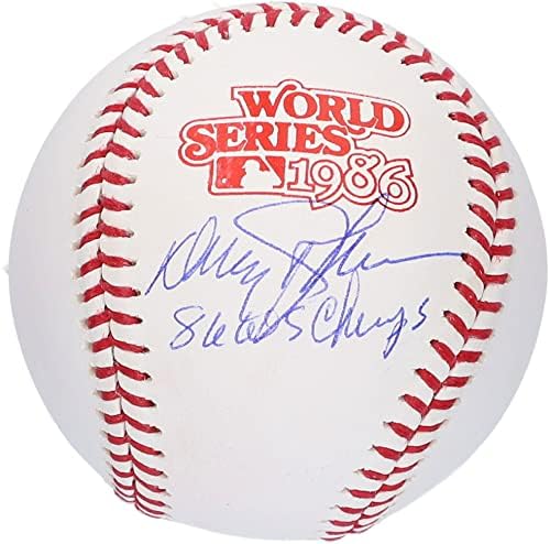 Бейзбол лого на Ню Йорк Метс с автограф на Дейви Джонсън върху логото на Световните серии 1986 г. с надпис 86 WS Champs