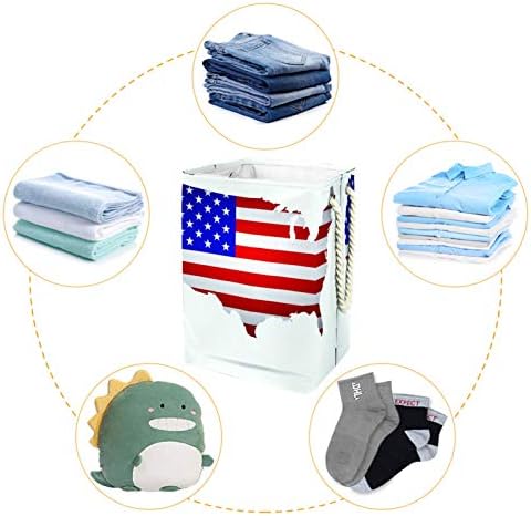 Кошница за дрехи MAPOLO Карта на Американското Сгъваема Кошница за съхранение на бельо с Дръжки Подвижни Скоби Добре