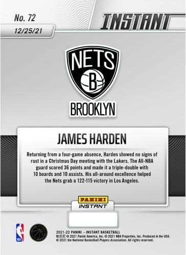 Джеймс Хардън Бруклин Нетс Фанатикс Изключителен Паралелен Панини Instant Nets Топ Лейкърс За карта Хардена Трипъл-Двойно