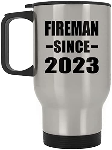Designsify Пожарникар С 2023 г., Сребърна Пътна Чаша 14 грама, на Изолиран Чаша от Неръждаема Стомана, Подаръци за Рожден