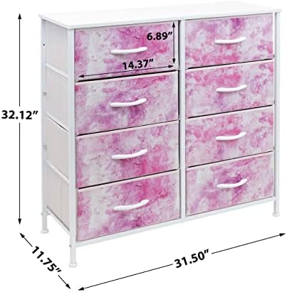 Скрин Sorbus с 8 чекмеджета - Ракла-кулата за съхранение на мебели за спални, антре, гардеробна, офис - Стоманена рамка, дървена маса, Лесно выдвигающиеся тъканни кутии (8