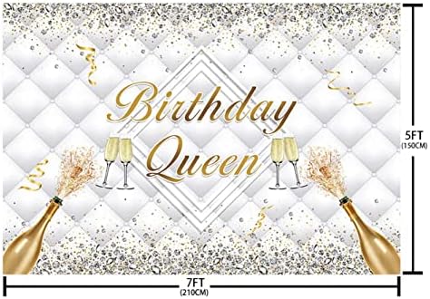 AIBIIN 7x5ft Кралицата На рождения Ден на Фон С Блестящи Диаманти на Главата на Леглото, Украса За Парти В чест на рождения