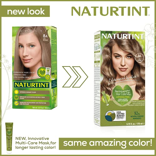 Перманентная боя за коса Naturtint 8A Пепеляв blond (опаковка от 6 броя), Без амоняк, Веганская, без насилие, покритие