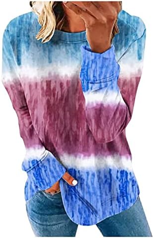 Дамски Ежедневни Тениска с дълъг ръкав и кръгло деколте, Пуловер с Модерен Принтом, Топ