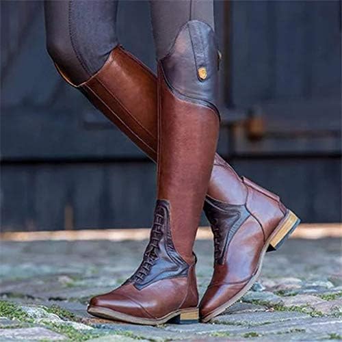 Xudanell / Дамски обувки в стил Конник; Кожени Ежедневни Кожени Обувки на Плоска подметка С шнур до Коляното; Модни Дамски
