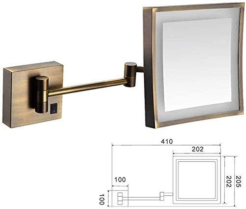 LIANXIAO - Огледало За грим, Тоалетен огледало с 3-Кратно увеличение и Регулируеми Подвижни Квадратна Група, Хромирани