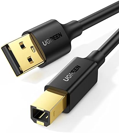 Кабел за принтер UGREEN USB - кабел USB A-B, кабел USB 2.0 B Високоскоростен кабел за принтер, който е съвместим с Hp, Canon, Brother, Samsung, Dell, Epson, Lexmark, Xerox, Пиано, Кпр и други устройства с ?