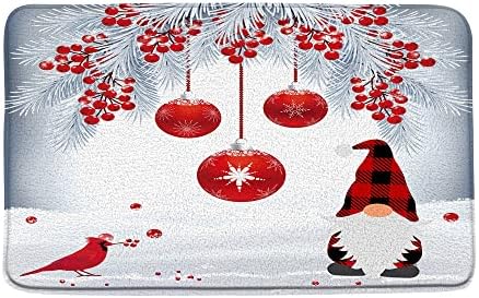 Весела Коледа Подложка За Баня, Джудже, Червена Птица, Червена Коледна Топка, Клонки, Плодове, Снежинка, Коледен Фолклор,