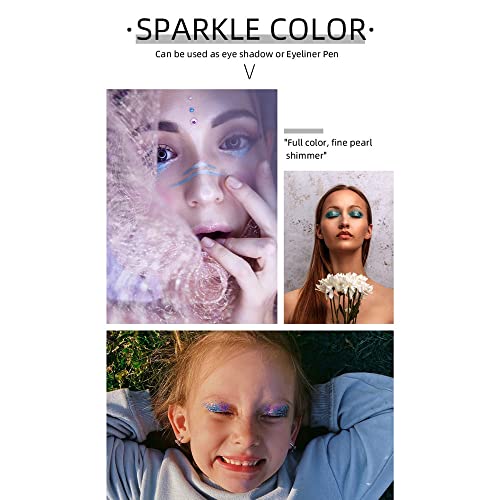 UOCK комплект от 6 цветни блестящи течни подводок за очите, сенки за очи с метален блясък, водоустойчиви и устойчиви