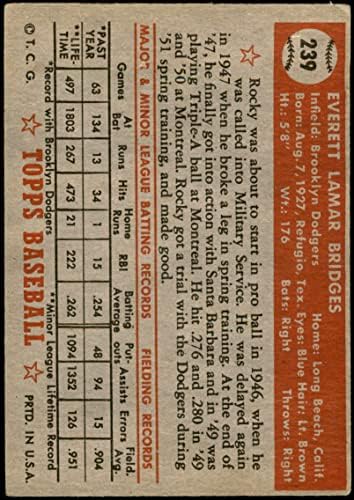 1952 Topps 239 Роки Бриджис Бруклин Доджърс (Бейзбол карта) VG/БИВШ Доджърс