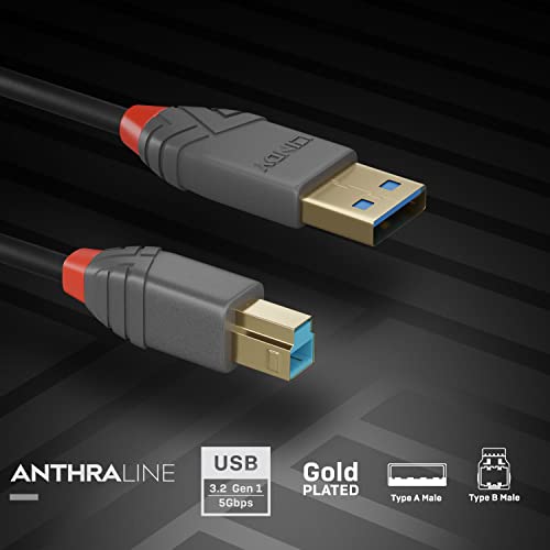 Кабел Lindy USB 3.2 Тип A/B Anthra line 5 м