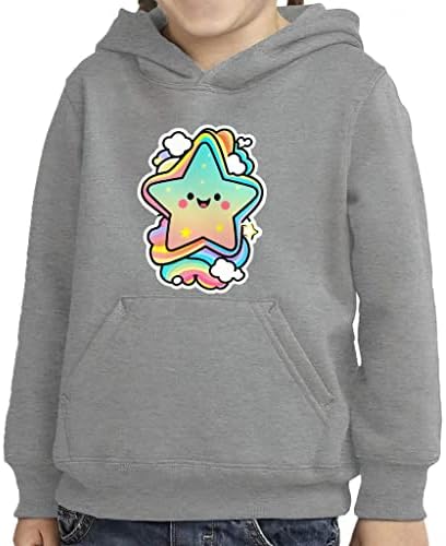 Hoody-Пуловер за деца с Дъгова Звезда - Скъпа Hoody с качулка Отвътре с гъба Цветна Hoody за деца