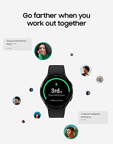 Умен часовник SAMSUNG Galaxy Watch 4 44 мм с ЕКГ-монитор за проследяване на състоянието на здраве, фитнес, джогинг, цикли на сън, GPS детектор за падане, Bluetooth, Версия за САЩ, Черен