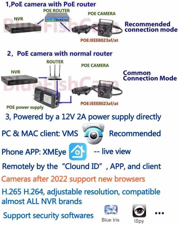 BlueFishCam Жичен PoE IP камера 4MP Водоустойчив IP66 4.0 MP Метална Куполна IP камера IP система за видеонаблюдение