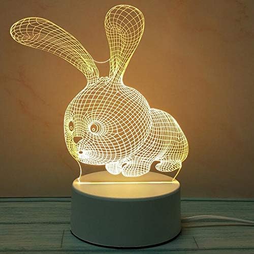 Настолна Лампа Карикатура на Ключа бутон Штепсельной вилици за Нощна Светлина HYGL 3D Стерео, Заек