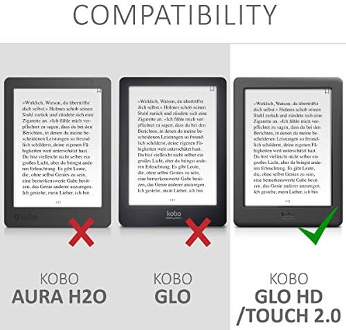 калъф kwmobile, съвместим с Кобо Glo HD/Touch 2.0, текстилен калъф за четец на електронни книги в стила на книгата, панти