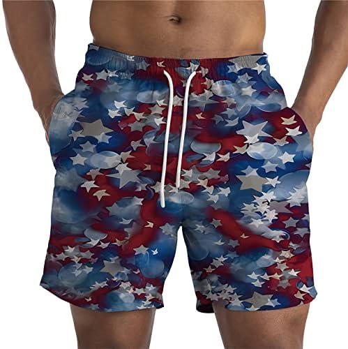 WENKOMG1 Патриотични къси Панталони за мъже, Панталони с Флага под формата на Звезди и Ленти, Бански, Шорти в Деня на