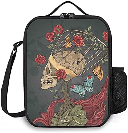 Чанта за Обяд с изолация под формата на Черепа, Цветни Черепа на тема Хелоуин, Множество Фризера Чанта-Органайзер за