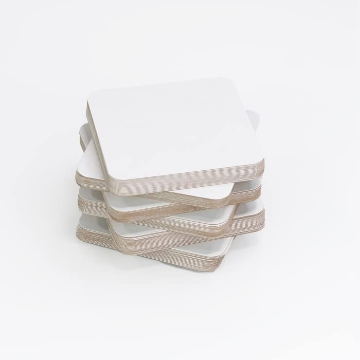 За еднократна употреба Квадратни подложки | Бели | 4 инча | Плътен картон (на 1000)