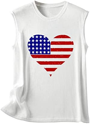 4 юли, Риза, Върховете на Бретелях за Жени, Тениски Без ръкави, с U-образно деколте, американския Флаг на Звезди и Ленти,