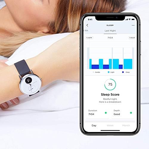 Хибридни умен часовник Withings Steel HR - Проследяване на активността на съня, фитнес и сърдечната честота, свързани