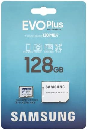 Карта памет Samsung 128GB Evo Plus Class 10 microSD Работи с планшетами Galaxy Tab A 8.0 (2018 Г.), Tab A 7.0, Tab Active
