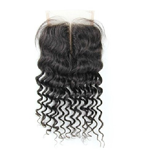DaJun Hair 6A Лейси Горната Закопчалка в средната част 5 5 18 Избелени Възли Монголски естествен косъм, Дълбока Вълна от Естествен цвят (марка: DaJun£