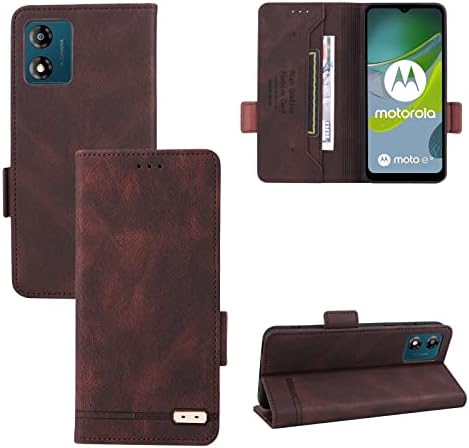 Защитно кобур, съвместима с калъф-чанта Motorola Moto E13 4G, Флип калъф-награда от изкуствена кожа с притежателите на