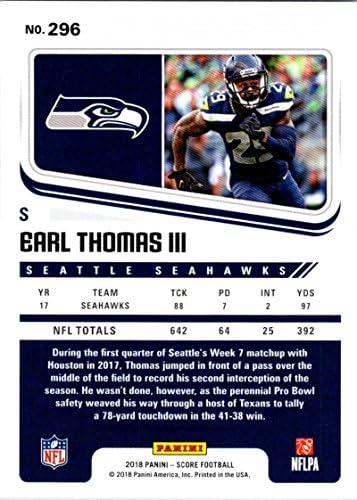 Чрез 2018 296 Футболна карта Эрла Томас III Seattle Seahawks