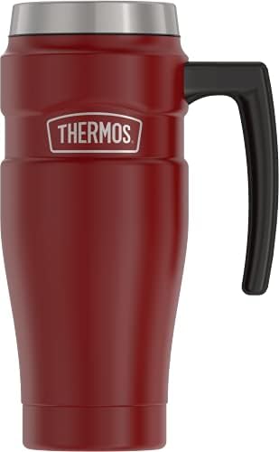 ТЕРМОС-Пътна Чаша с вакуумна изолация Stainless King, 16 Унции, Червен в селски стил & Бутилка за напитки с вакуумна