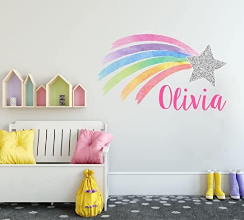 Преливащи се цветове стикери за стена - Падаща Звезда Стикер на стената с Потребителски име - Персонални Стикер на стената