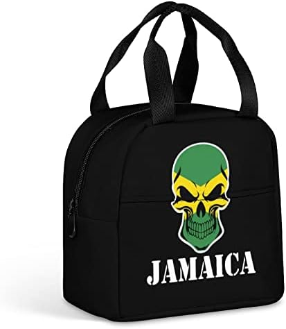 Ямайски Флаг с Череп Изолирано Чанта за Обяд за Еднократна Употреба Bento Box Охладител Мъкна Херметични Контейнери с Пакети Лед за Жени, Мъже