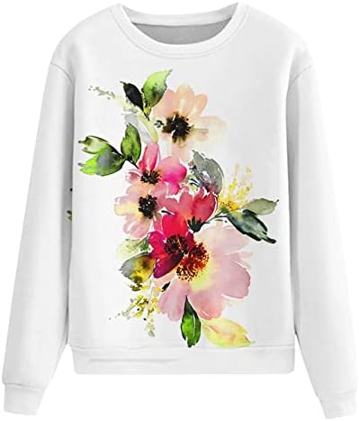 Дамски есенен hoody с флорални принтом, през цялата силует, дълъг ръкав, модерни ежедневни пуловери с принтом цветя и