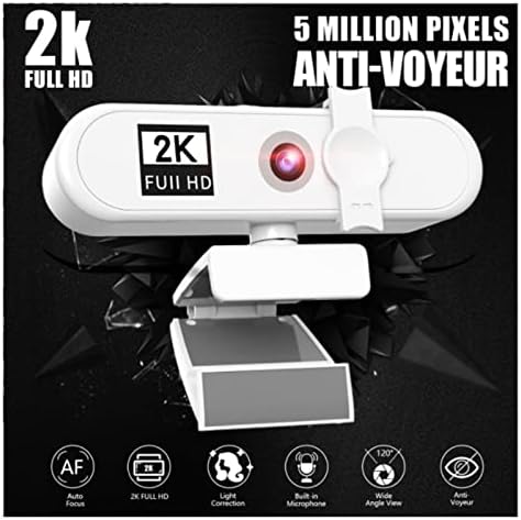 Уеб камера DEFLAB 4k Собствен модел Beauty с автофокус 1080p Компютърна Камера HD Мрежа Live USB 2K Бяла камера (Цвят: