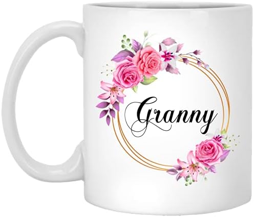 GavinsDesigns Новост в формата на бабушкиного цвете, подарък за чаши кафе на Ден на майката - Баба на розови цветя в