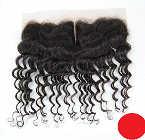 DaJun Hair 6A Лейси Предна закопчалка в средната част 13 2 Бразилски естествен косъм, Дълбока Вълна от Естествен цвят